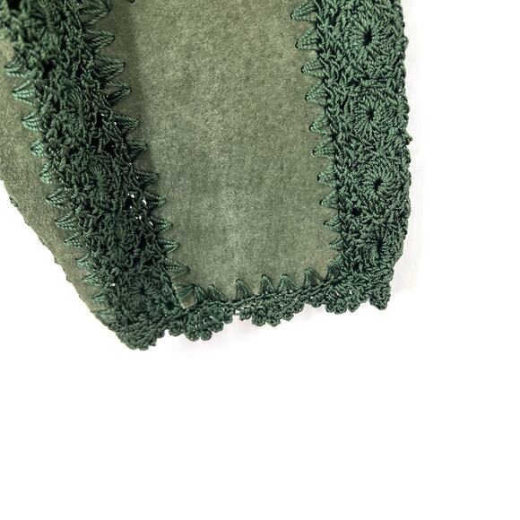 Scully Womens Sz 10 Leather Suede Green Crochet Jacket Shirt Top Western Rodeo - Picture 6 of 10